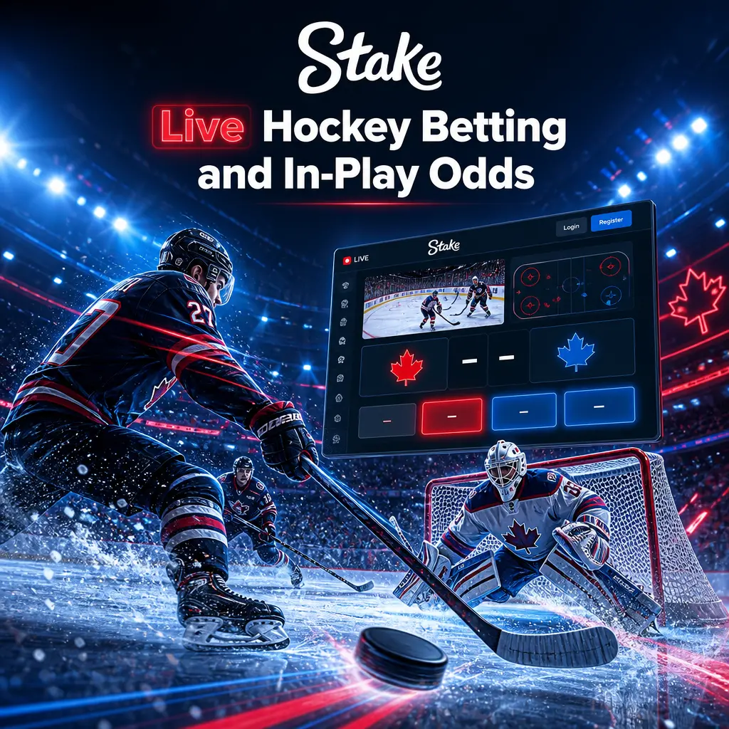 Stake live hockey betting screen showing in-play odds, next goal markets and real-time payout updates