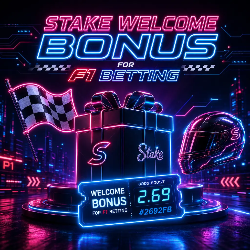 Stake sportsbook welcome bonus and rewards program for Formula 1 betting, including rakeback and reload bonuses